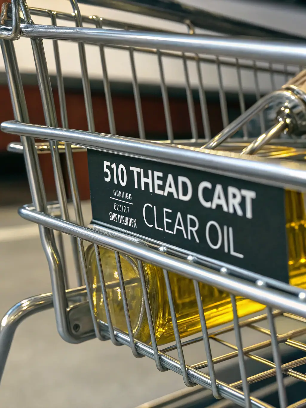 A close-up shot of a 510 thread cart highlighting the oil inside, emphasizing its clarity and purity, with subtle lighting to enhance the visual appeal.